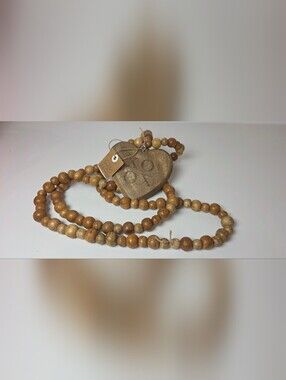 Mud Pie Etched Beaded Décor, Natural Heart
